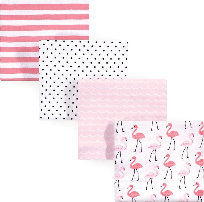 Hudson Baby Unisex Baby Cotton Flannel Receiving Blankets, Flamingos, One Size