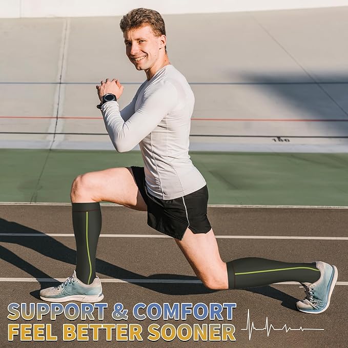 Sooverki Copper Compression Socks for Men & Women 8 Pack 15-20mmHg - Knee High Stockings Best Support for Running Athletic