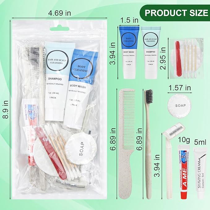 Toiletry Kits Homeless Personal Hygiene Care Package Kits Supplies In Bulk, Disposable Travel Size Essential Women Men Toiletries Set for Hotel, Charity, Camping, Travel (5 Pack)