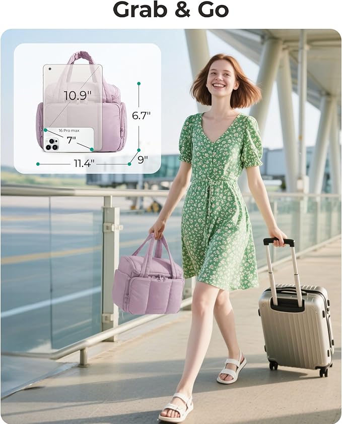 BAGSMART Puffy Travel Toiletry Bag, Roomy Makeup Bag with Multi-Pockets for Full-Sized Toiletries & Accessories, Purple