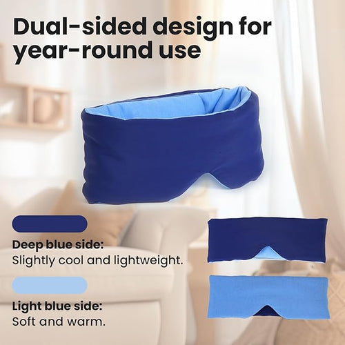100% Blackout Sleep Mask for Side Sleepers &Travel | Zero Pressure Design, Dual-Sided Cooling/Warm Memory Foam, Adjustable Head Strap | Quiet Hook & Loop Closure