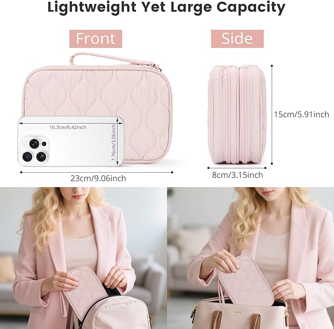 Skycase Tech Pouch - Lightweight Electronics Organizer Travel Case, Double Layers Cable Organizer, All-in-One Storage Bag for Charger, Cord, Phone, Flash Drive, Accessories