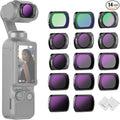 NEEWER 14 Pack Magnetic ND Filter Set + 2x Cleaning Cloth Compatible with DJI Osmo Pocket 4 Pocket 3, CPL ND8/16/32/64/128/256/1000 ND8/PL ND16/PL ND32/PL ND64/PL Black Diffusion 1/4 LPR Effect Filter