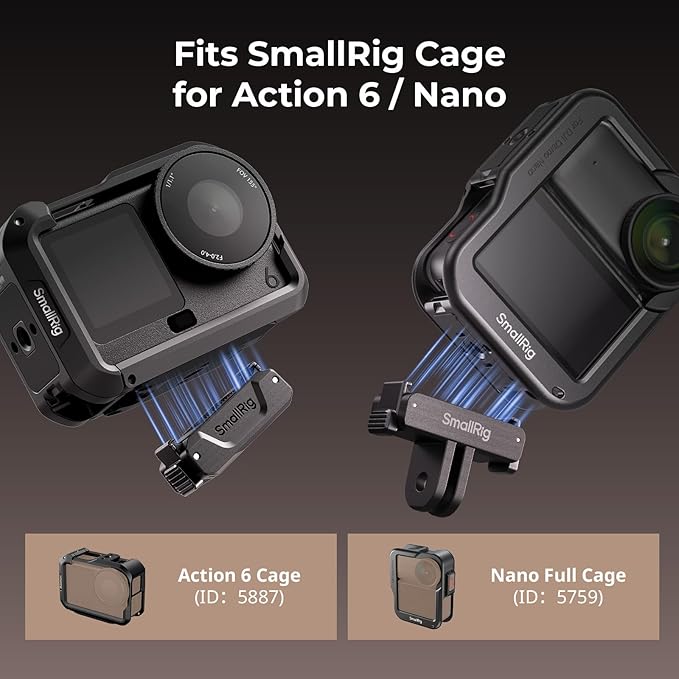 SmallRig Action 6 / Nano Magnetic Quick-Release Adapter Mount for DJI Osmo Action 6 / Osmo Nano, 2 PCS with 2-Prong Mount & 1/4"-20 Threaded Hole, for Tripod/Selfie Stick