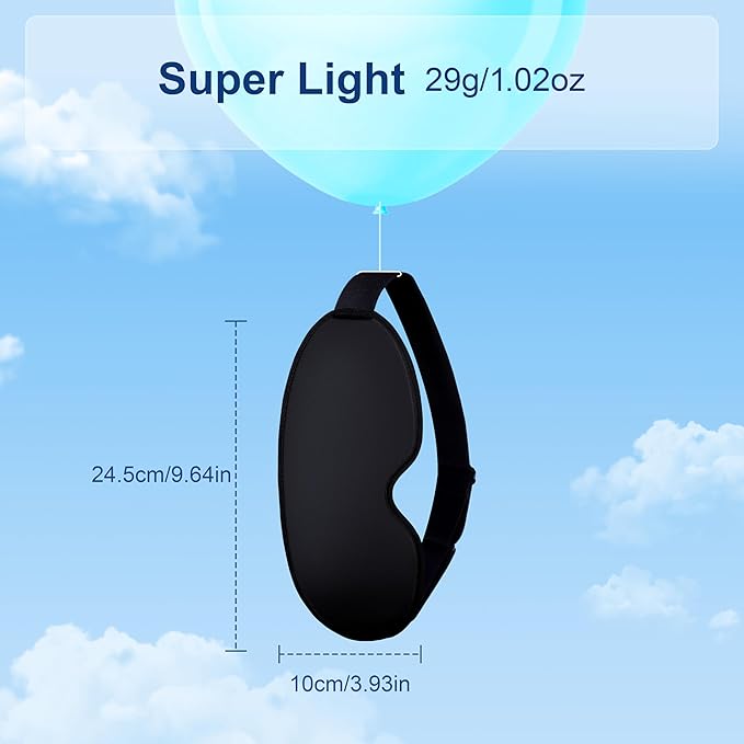 Gritin 100% Blackout Sleep Eye Mask for Side Sleeper Men Women, Zero Eye Pressure 3D Contoured Sleeping Mask with Adjustable Strap, Ergonomic Design Night Blindfold, Ultra Soft Comfortable for Travel
