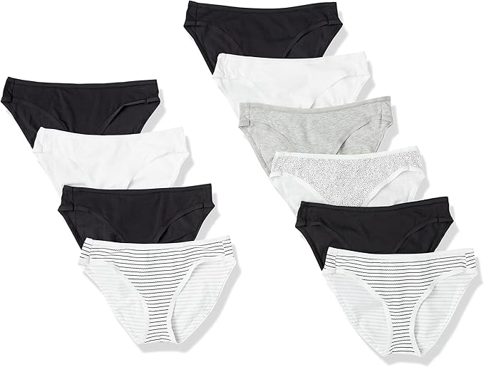 Amazon Essentials Women's Breathable Cotton Bikini Brief Underwear with Full Coverage, Multipacks