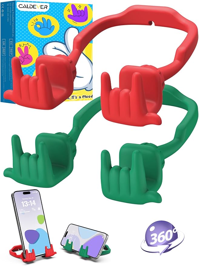 Stocking Stuffers for Teen Boys Girls Gifts Cell Phone Stand Upgrade Adjustable Rock on Lazy Phone Stand for Desk Cool Funny Gadget Gifts for Christmas Adult Men Women Wife 2Pack Forest Green Red