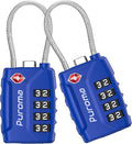 Puroma 2 Pack TSA Approved Luggage Locks, 4 Digit Combination Travel Cable Locks Resettable Code Lock with Zinc Alloy Body for Suitcase, Toolbox, Backpack, Bag, Gym Locker (Basic Blue)