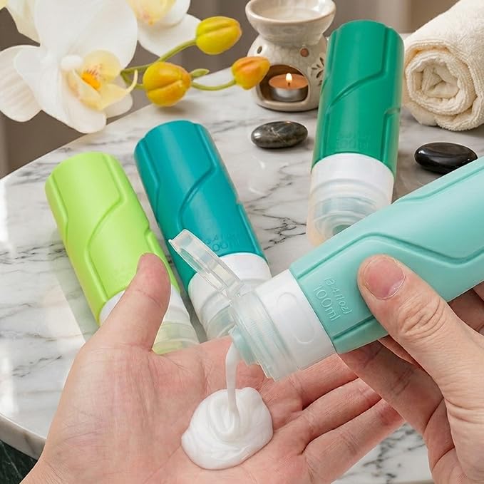 Travel Bottles for Toiletries 15 Pack, TSA Approved Travel Size Containers 3oz, LeakProof Silicone Squeezable Creams Jars, Refillable Toiletry Bottles for Shampoo, Conditioner (Blue)