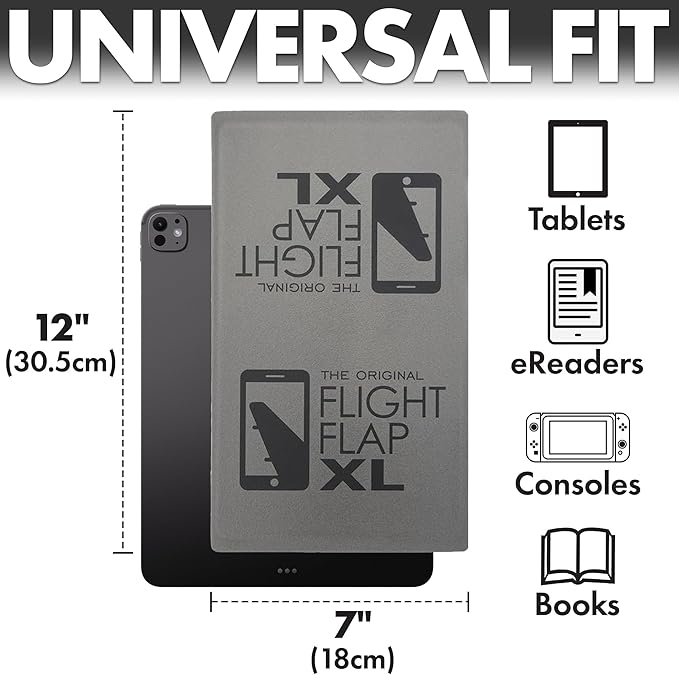 Flight Flap Airplane Tablet Holder, Flexible Cell Phone and Tablet Holder Extra Large, Folding Cellphone Stand for Desk, Kindle, Bed, Airplane Gadgets Long Travel Essentials (Gray)