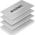 RFID Blocking Cards, Premium Contactless NFC Debit Credit Card & Passport Protector Blocker Set for Men & Women - Smart Slim Design One Card Protects Entire Wallet/Purse Safe - Silver 4 Pack