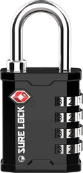 SURE LOCK TSA Accepted Heavy Duty Big Combination Luggage Padlock for Gun Cases, Transporting Equipment Cases in Trade Show, Music and Medical Industries (1, Black)