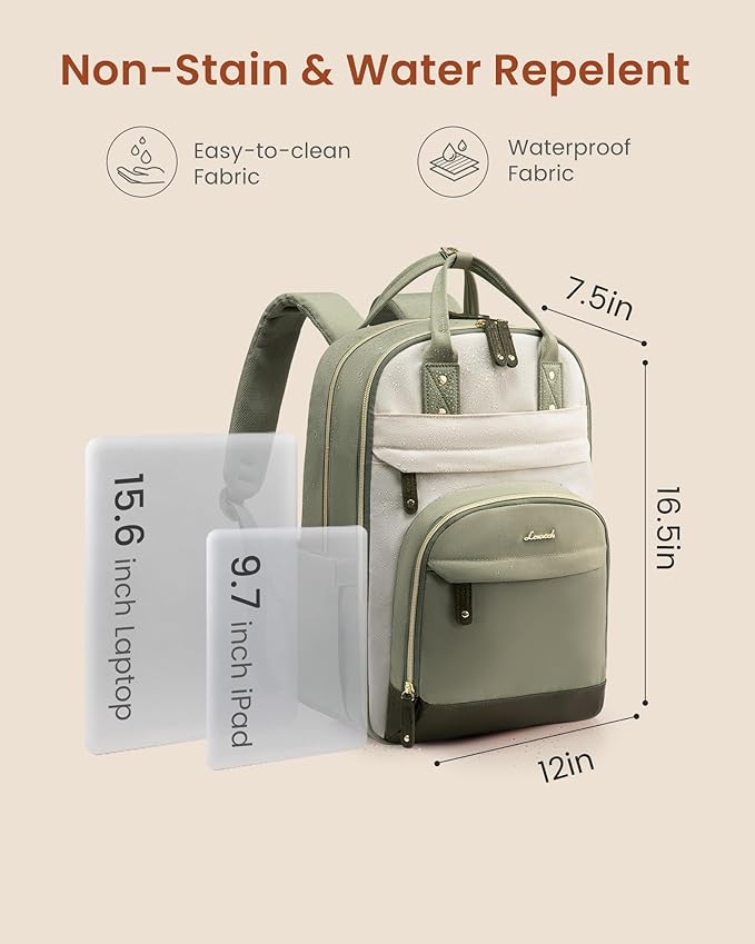 LOVEVOOK Laptop Backpack Women with Giant Tumbler Holder Pocket,15.6 inch School College Book Bag Nurse Teacher Backpack,Work Travel Backpack Laptop Computer Bag,Light purple-Off-white-Pinkish purple