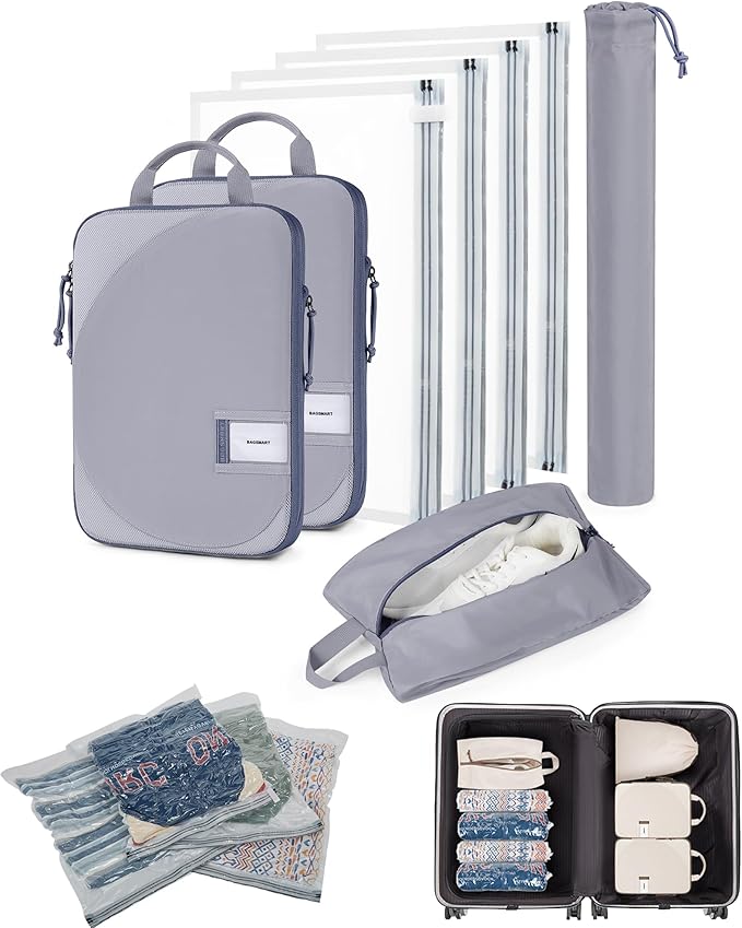 BAGSMART Wet Dry Bags 5 Pack, Travel Bags Reusable for Swimsuits (Grey)