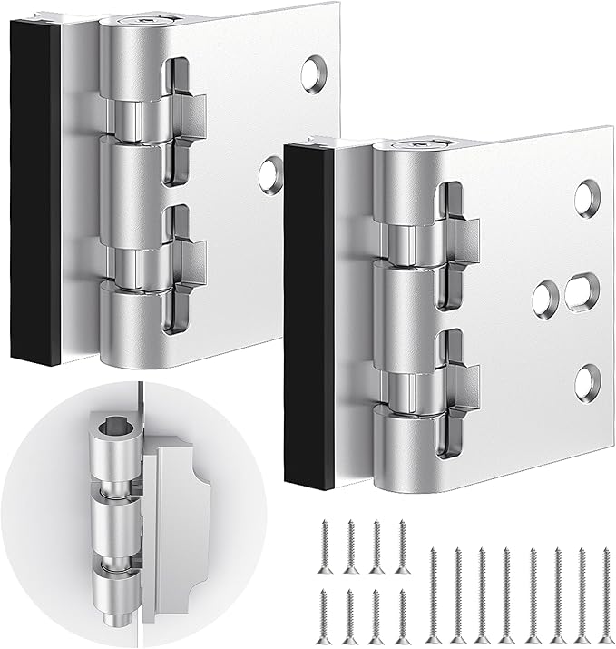 Home Security Door Lock, Upgraded Non-Spring and Flip Design for Easy to Open, Withstands 1200 lbs Force, Childproof Door Reinforcement Lock for Inward Swinging Doors, Silver, 2 Pack