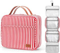 Bosidu Hanging Travel Toiletry Bag,Large Capacity Cosmetic Travel Toiletry Organizer for Women with 4 Compartments & 1 Sturdy Hook,Perfect for Travel/Daily Use/Christmas
