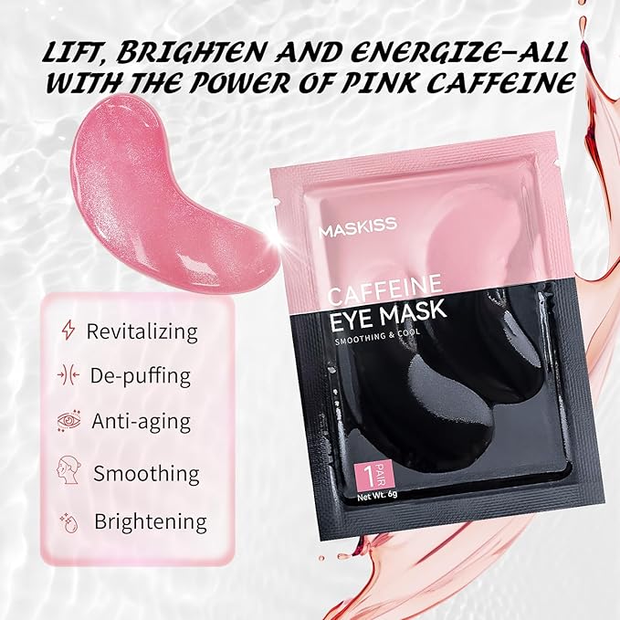 Maskiss Under Eye Patches (8 Pairs), Caffeine Eye Masks for Dark Circles Puffy Eyes Undereye Bags, Collagen Eye Patches for Wrinkles and Puffiness, Skin Care Gift for Her
