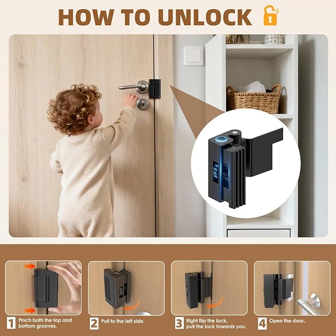 Portable Door Lock, Door Reinforcement Lock, Portable Door Lock for Travel - No Drilling, Interior Doors for Apartments, Hotels, bedrooms（Black-2PCS）