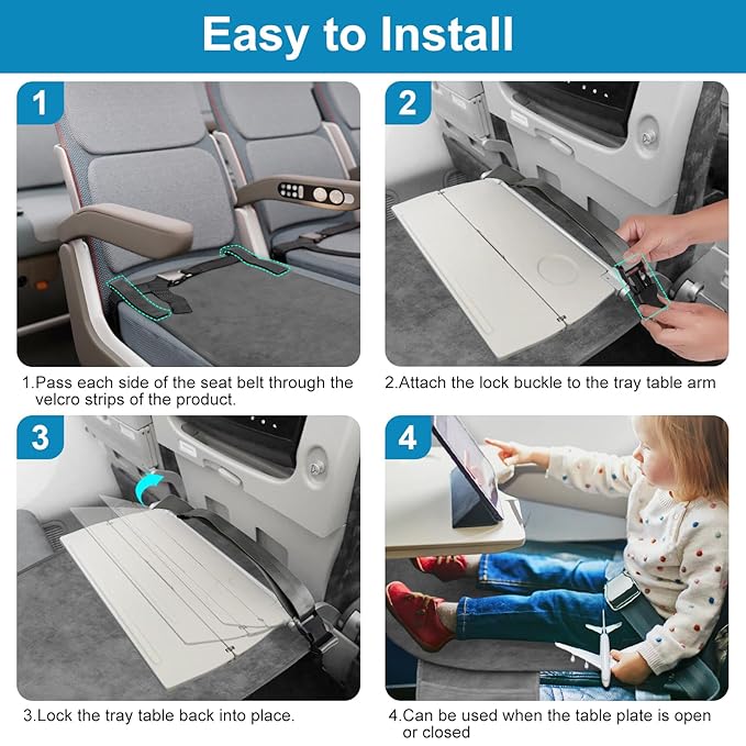 COZYBONDER Toddler Airplane Bed, Kids Airplane Seat Extender Travel Bed, Kids Airplane Travel Essentials, Air Must Have for Toddlers, Portable Plane Footrest for Flights