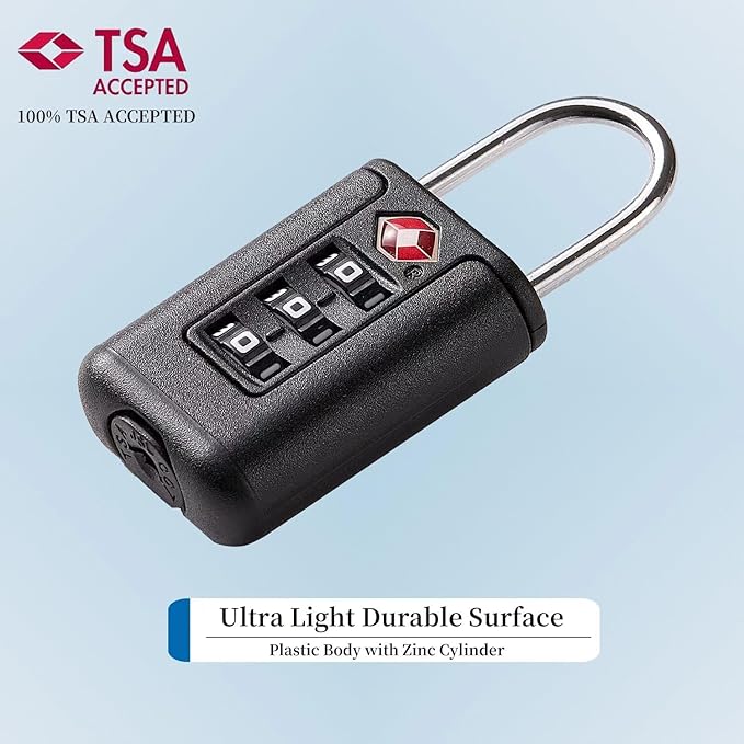 TSA Approved Luggage Locks - Combo Locks with Code (Blue)