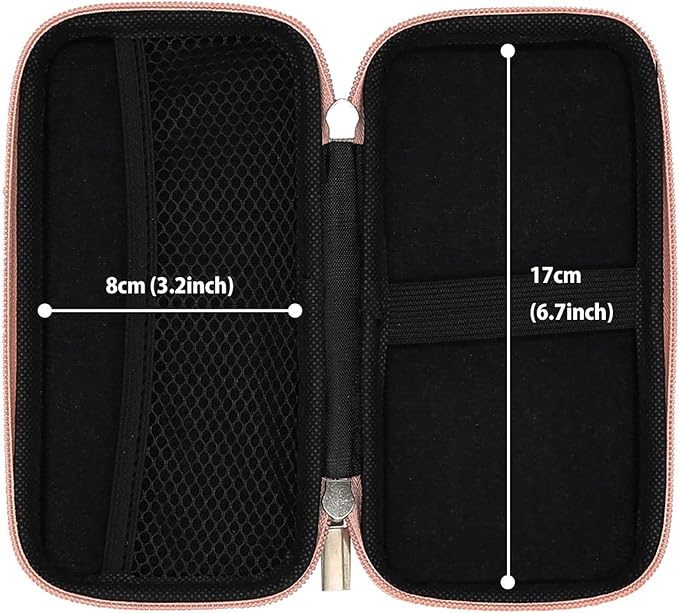 iMangoo Travel Essential Electronics Organizer Pouch Charger Case, Shockproof Dual Zipper Power Bank Cables Tech Accessories Purse, Men & Women Travel Must Have Storage Bag, 6.5x3.2x1 inch Rose Gold
