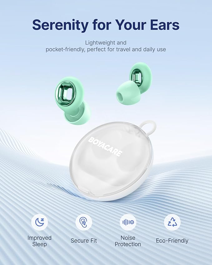 Ear Plugs for Sleeping Noise Cancelling, 45dB Reusable Earplugs for Noise Reduction, Hearing Protection Ear Plugs with 8 Ear Tips, Soft Silicone Earplugs for Sleep, Concerts, Snoring, Study (Green)
