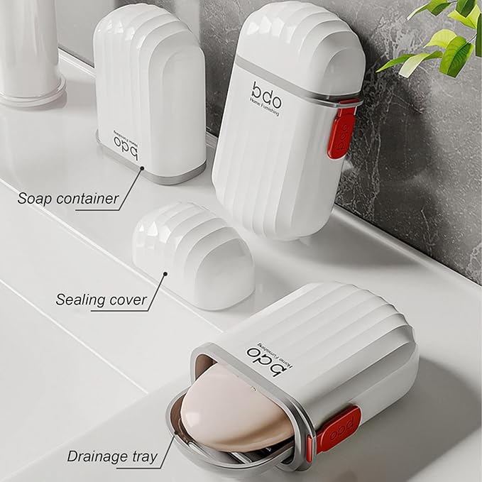 Toothbrush Travel Case & Travel Soap Holder Dish Tray Set of 2, Portable Clear Toothbrush Holders with Cover Leakproof Bar Soap Holder for Traveling School Camping Business Bathroom