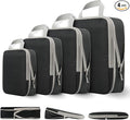 Compression Packing Cubes for Travel, 4 Set Expandable Packing Organizers, Lightweight Luggage Organizer Bags, Travel Essentials for Carry on, Handy Helper for Organizing Clothes，Black