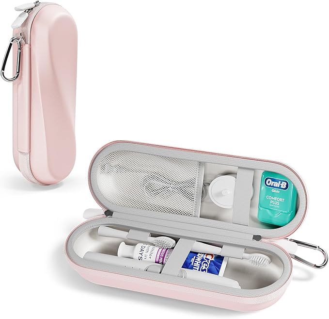 ProCase Electric Toothbrush Travel Case for Oral-B 1000/1500/5000/6000/7000/7500/9600 & iO 7/8/9/10, Philips Sonicare 1100/4100/5100/5300/6100, Water-Resistant Hard Case -L,Pink