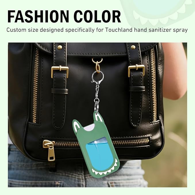 Silicone Case Compatible with TOUCHLAND 30ml/1oz Hand Sanitizer Spray, Vibrant Colors, Cute Style (Green)