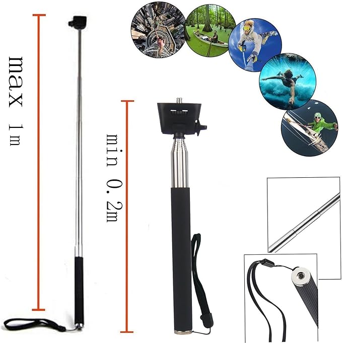 Camera Selfie Stick Floating Handle Grip Compatible with Gopro Hero 13 12 11 10 9 AKASO EK7000 Brave 7 LE Brave 4, DJI Osmo Action 5 pro, Osmo Action 4, ODDV, Apexcam, Pro Xtreme Action Camera