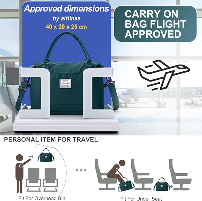 Travel Duffel Bag, 18x14x8 Inches Travel Bag Spirit with Shoes Compartment, Weekender Overnight Bag for Women with Trolley Sleeve, Carry On Bag for Airplanes Sport Tote Gym Bag(Blue)