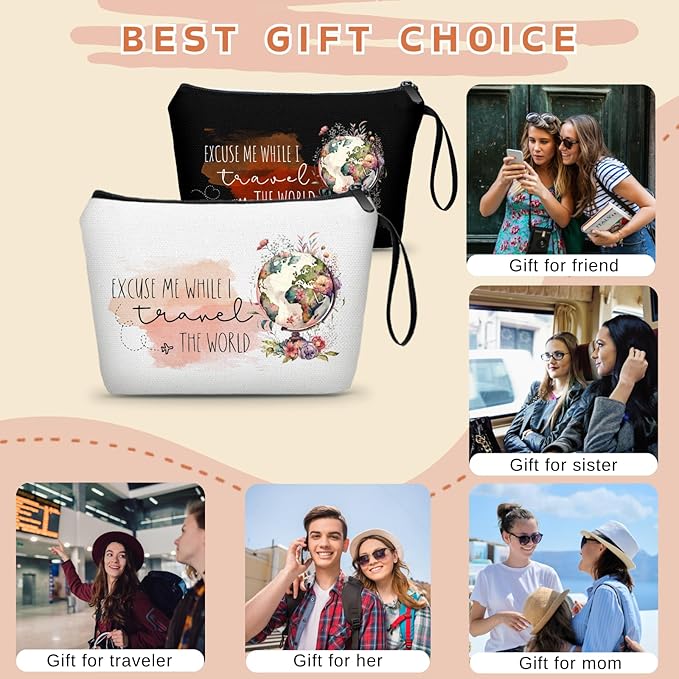 Travel Women Birthday Gifts for International Travelers Makeup Cosmetic Bag Organizer Female, Friend,Daughter,Mom,Sister,Christmas