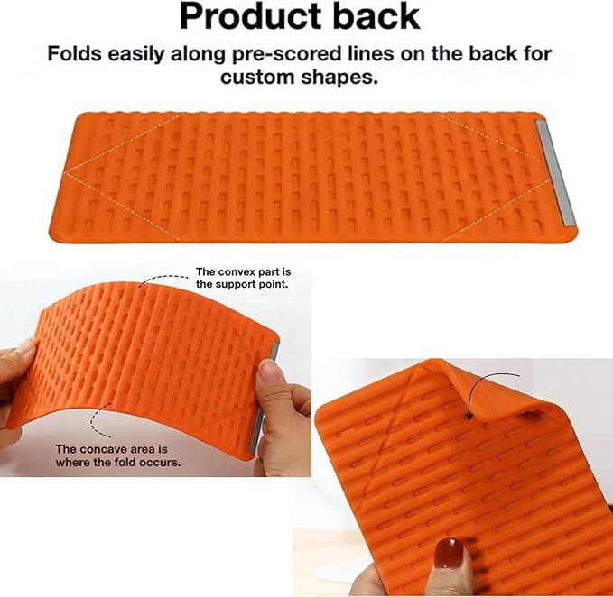 Portable Foldable Silicone Phone Holder, Universal Flexible Cell Phone Stand for Phone & Tablet, Fully Adjustable Cellphone Stand for Desk, Portable Airplane Gadgets Long Travel Essentials (Orange)