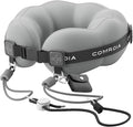 Travel Neck Pillow for Airplane Sleeping – 360° Head Support Prevents Bobbing, 100% Memory Foam Ergonomic Neck Cushion with No-Case-Needed Carry Strap for Long Flights & Car – Washable Cover (Grey)