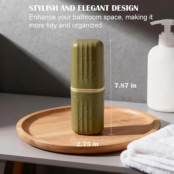 Portable Travel Toothbrush Holder: 2-in-1 Dustproof Toothbrush Travel Case with Rinse Cup, Travel Toothbrush & Toothpaste Containers for Camping, Hiking, School, Business Trip