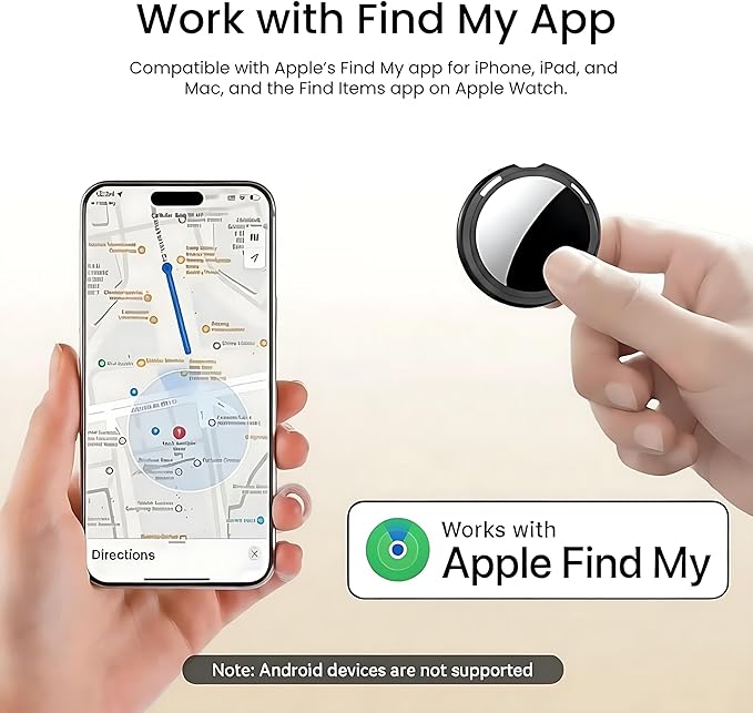 4 Pack Tracker Tags [Apple MFi Certified] Work with Apple Find My(iOS Only) Bluetooth Smart Tags Key Item Finder Waterproof Worldwide Replaceable Battery Tracking for Wallet Pets Backpack Dogs Luggage