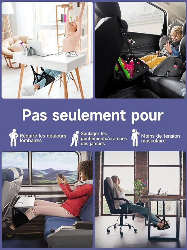 Foot Hammock for Plane, Moman Footrest Airplane Travel Foot Swing Essentials with Upgrade Comfort Leg Rest Pad Cotton for Long Flight Car Drive Office Under Desk hamaca para pies de avión Reposapiés
