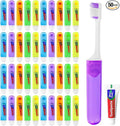 Travel Toothbrush, Toothbrush and Toothpaste Travel Set, Individually Packaged, Includes Storage Case, Foldable Design, 5 Colors, Ideal for Business Trips, and Hotels (50-Pack)