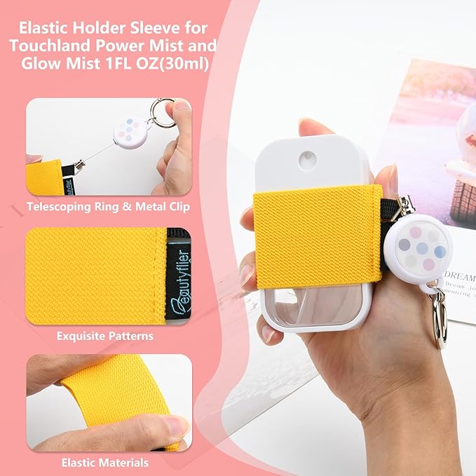 Beautyflier Pack of 4 Elastic Sleeve for Touchland Power Mist and Glow Mist 1FL OZ Hand Sanitizer Spray