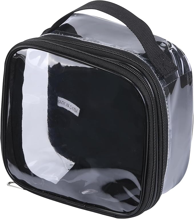 BORMELUN Clear pouches for travel toiletries vinyl TSA airport approved proof makeup bag reusable organizer (black)