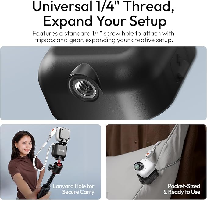 Ulanzi IN07 Mini Magnetic LED Vlogging Light for Insta360 GO Ultra Accessories, 1/4" Mount Waterproof 5600K CRI≥95 500mAh Rechargeable LED Fill Light Photography for Selfie Stick Vlog Video Recording