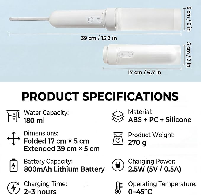 Portable Bidet for Travel,Rechargeable Electric Handheld Travel Bidet Sprayer for Women & Men,Collapsible,Portatil Peri Water Bottle Bidets for Hygiene,Camping, Backpacking,Backcountry,Hiking