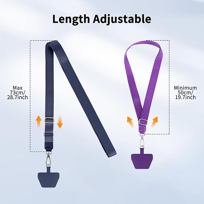 CACOE Phone Lanyard 2 Pcs Lengthened Adjustable Neck Strap,Multifuctional Patch Cell Phone Lanyards Compatible with Most Smartphones(Blue+Purple)