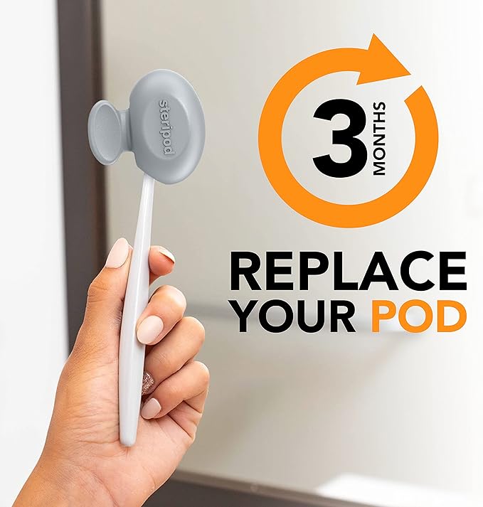 Steripod Clip-On Toothbrush Protector with Orange Essential Oils, Keeps Toothbrush Fresh and Clean, Fits Most Manual and Electric Toothbrushes,2 Count (Pack of 1)