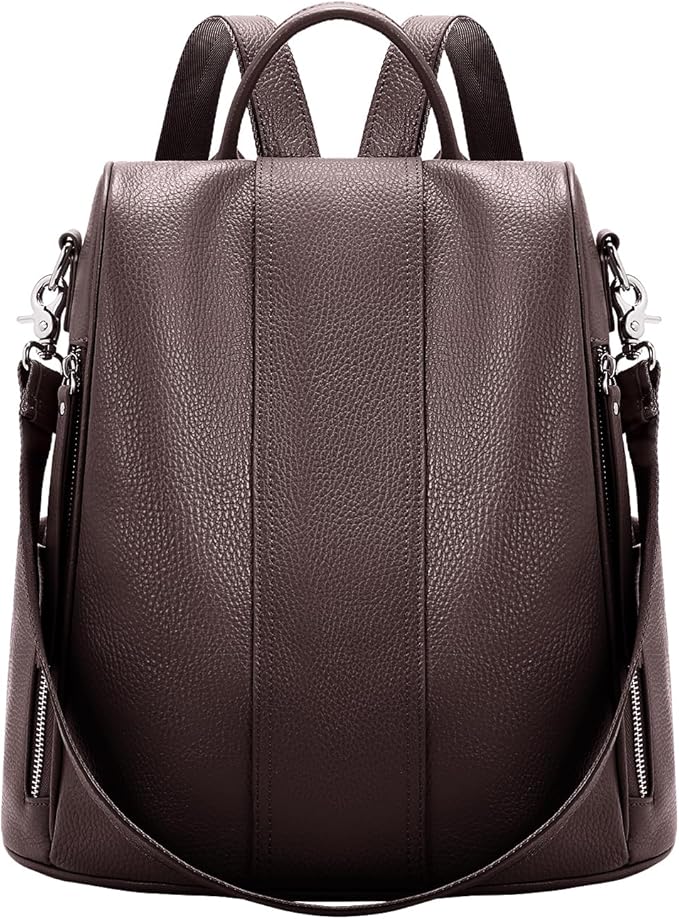 Leather Backpack Purses, Anti-theft Genuine Leather Backpack Bags for Women, Large Capcacity Fashion Convertible Shouler Bags for School Travel Daily