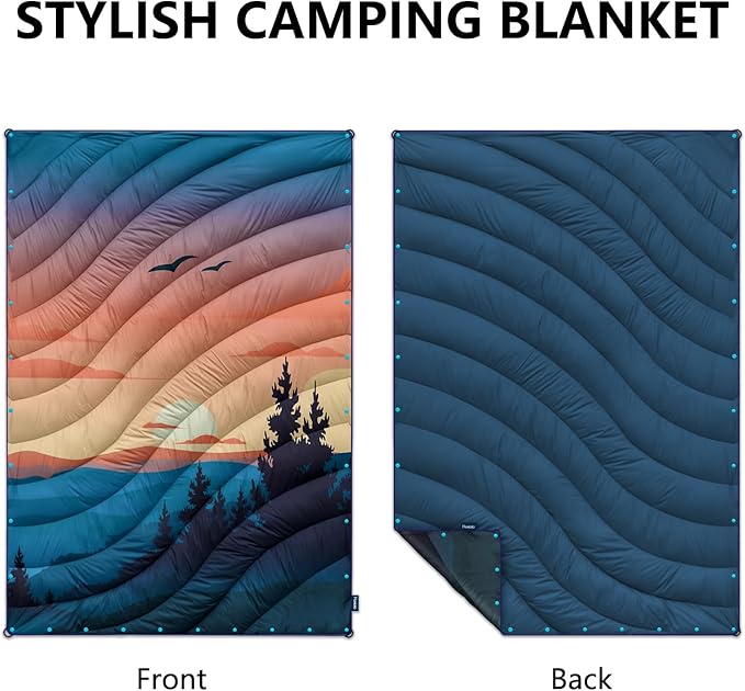 Camping Blanket,Lightweight Puffy Printed Camping Blanket Packable Outdoor Blanket for Camping,Traveling, Stadium, Hiking, Picnics