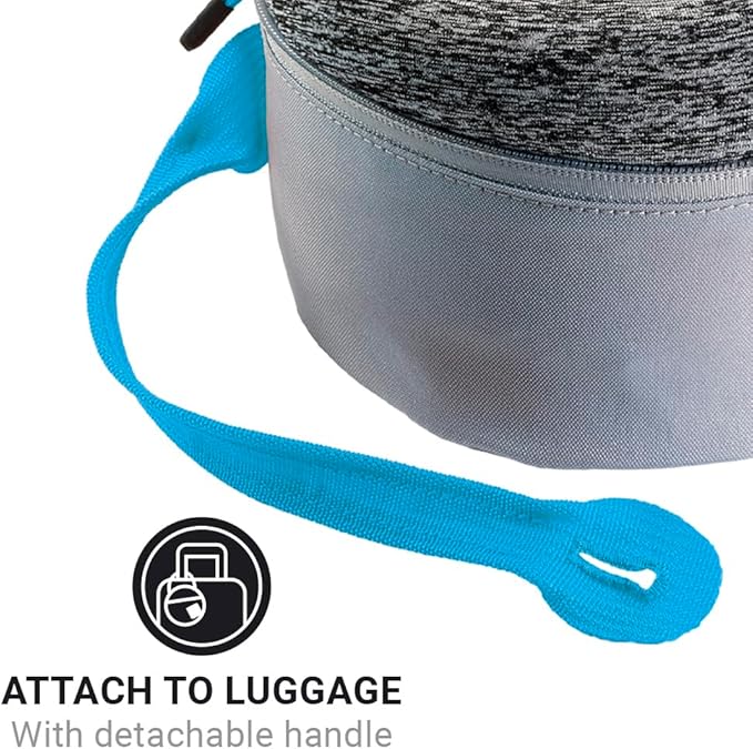 Universal Travel Pillow Packer, Compatible with Most U-Shaped Memory Foam Neck Pillows, Roll to Fit, Perfect for Airplane, Bus, Car, and Train Journey, Travel Essentials, Blue