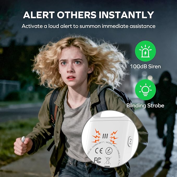 Momax Key Finder Tracker Tag – Smart Personal Alarm Rechargeable Tracking Device with SOS Alert & LED Strobe, Find My (iOS Only), Anti-Lost Tags with Keychain, Travel Gadget for Women, Girls, Black