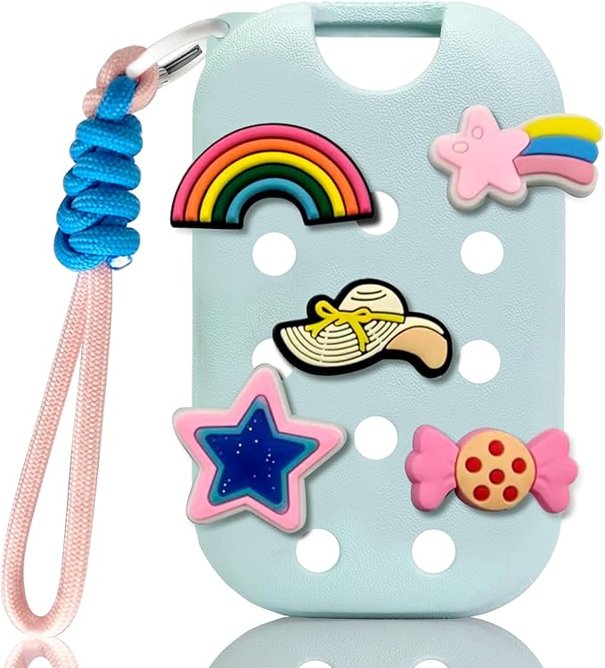 EVA Case for Touchland 1 FL.OZ(30mL) Hand Sanitizer Spray,With 5 Charms & Keychain,Cute Touchland Mist Holder Cover,Lightweight & Portable Carry Accessory for Travel-Mint Green